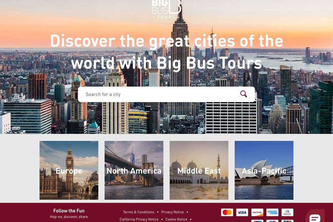 Big Bus Tours homepage