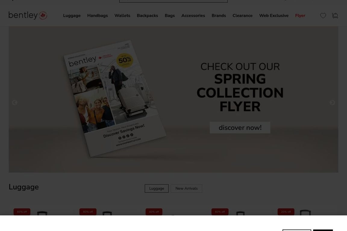 Bentley Luggage affiliate program signup page