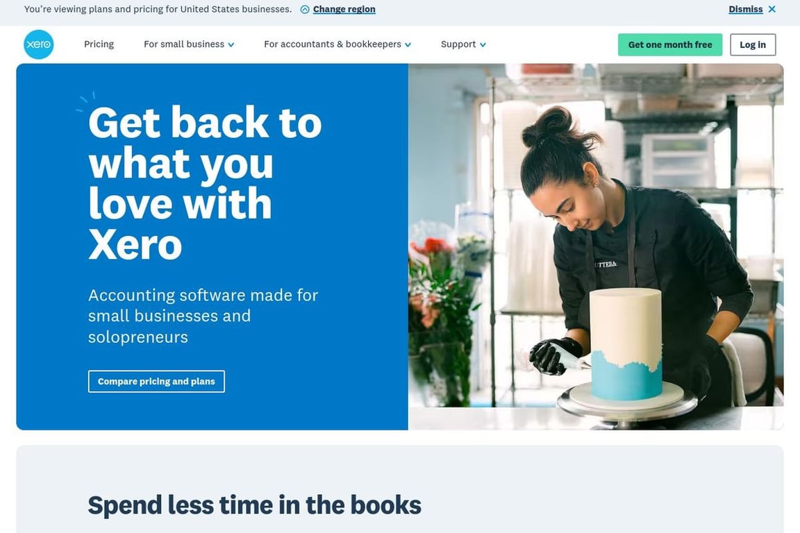Xero homepage