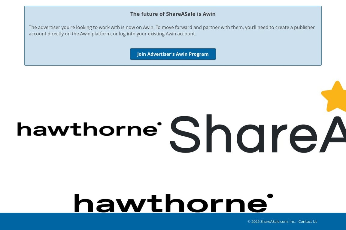 Hawthorne affiliate program signup page