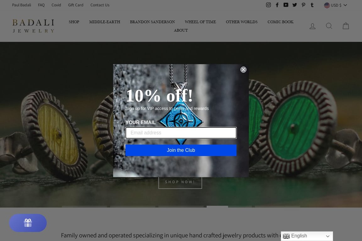 Badali Jewelry homepage