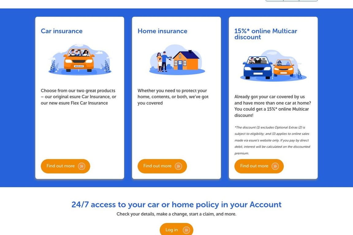 Esure Car Insurance homepage