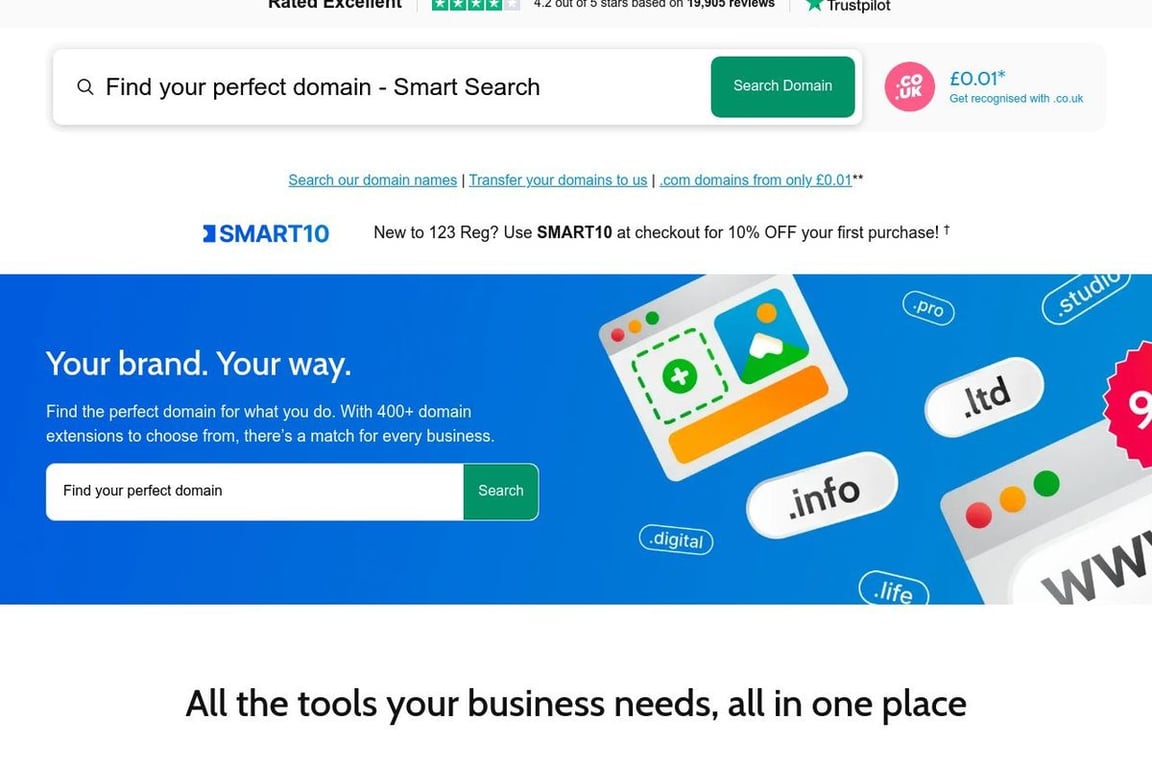 123 Reg homepage