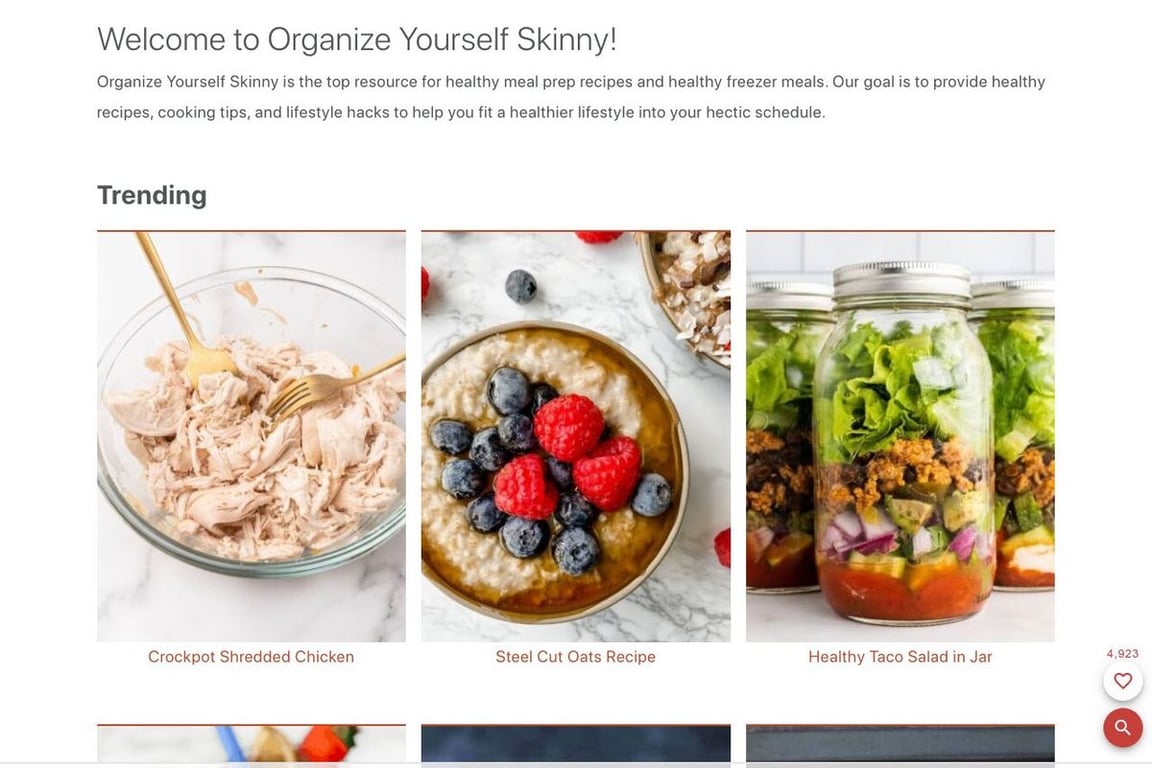 Organize Yourself Skinny homepage