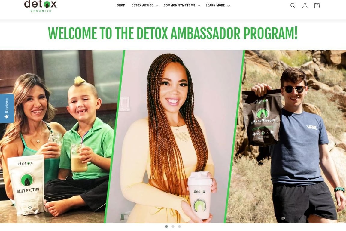 Detox Organics affiliate program signup page