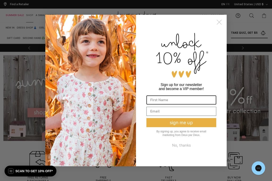 Deux par Deux Childrens Designer Clothing homepage
