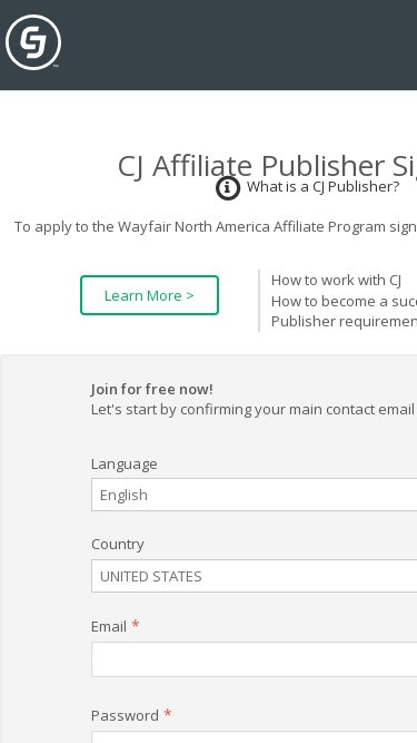 Joss & Main affiliate program signup page