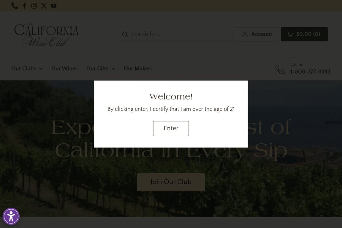 California Wine Club affiliate program signup page