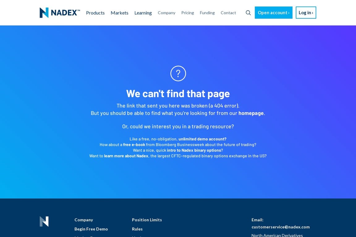 Nadex affiliate program signup page