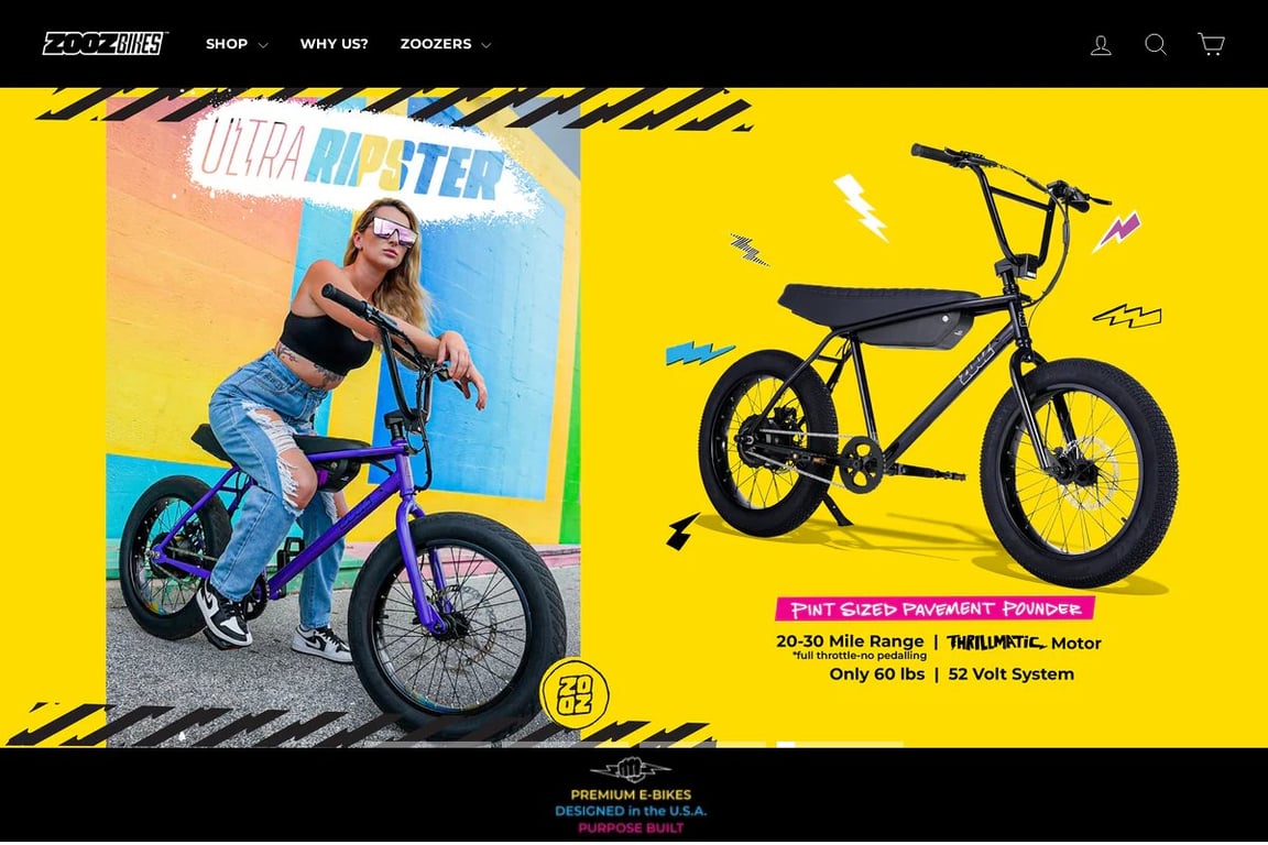 Zooz Bikes homepage