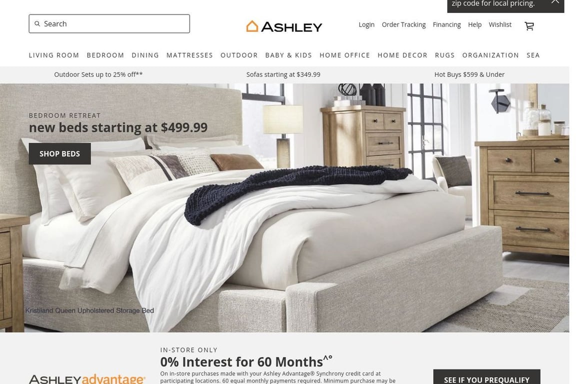 Ashley Homestore homepage