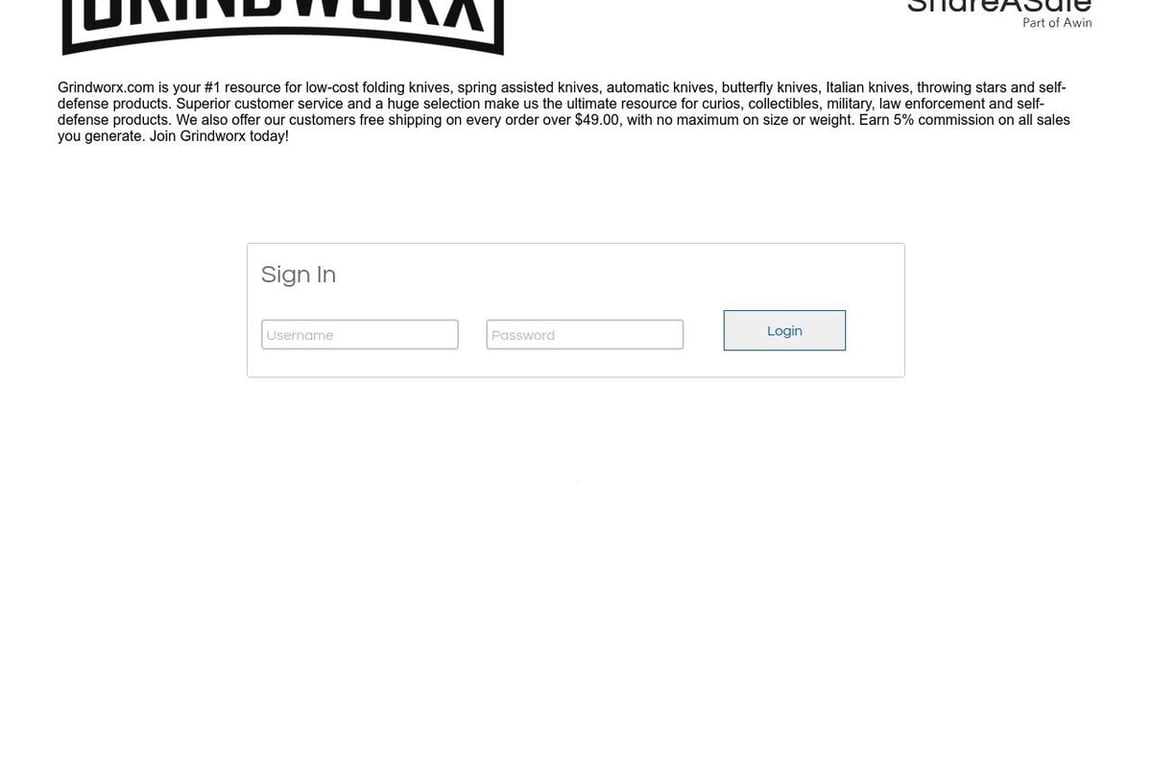 Grindworx affiliate program signup page