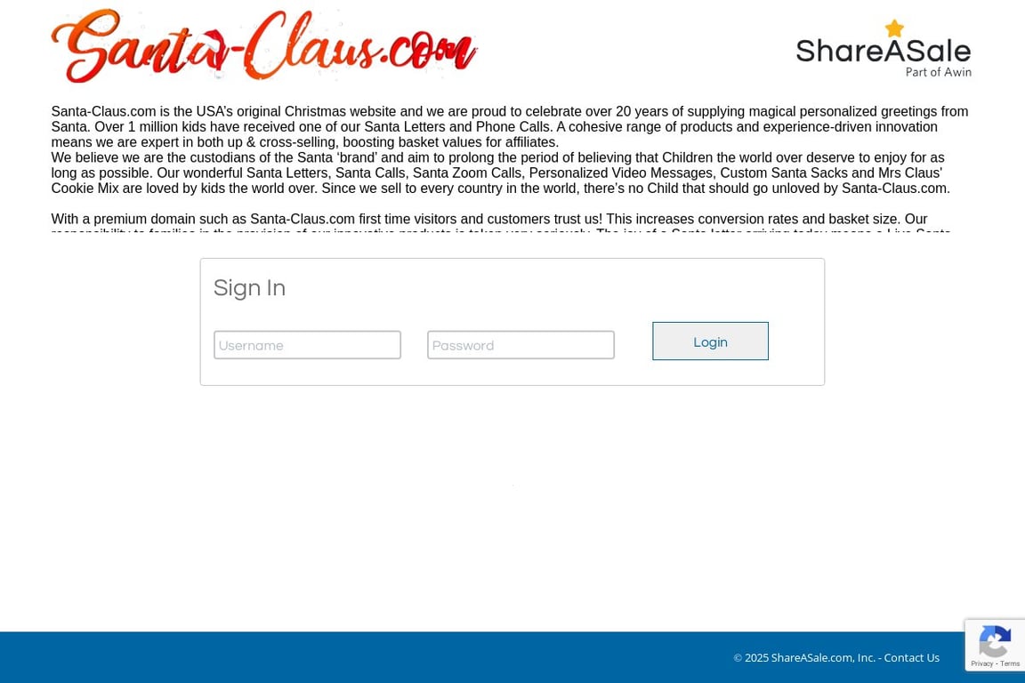 Santa-Claus.com affiliate program signup page