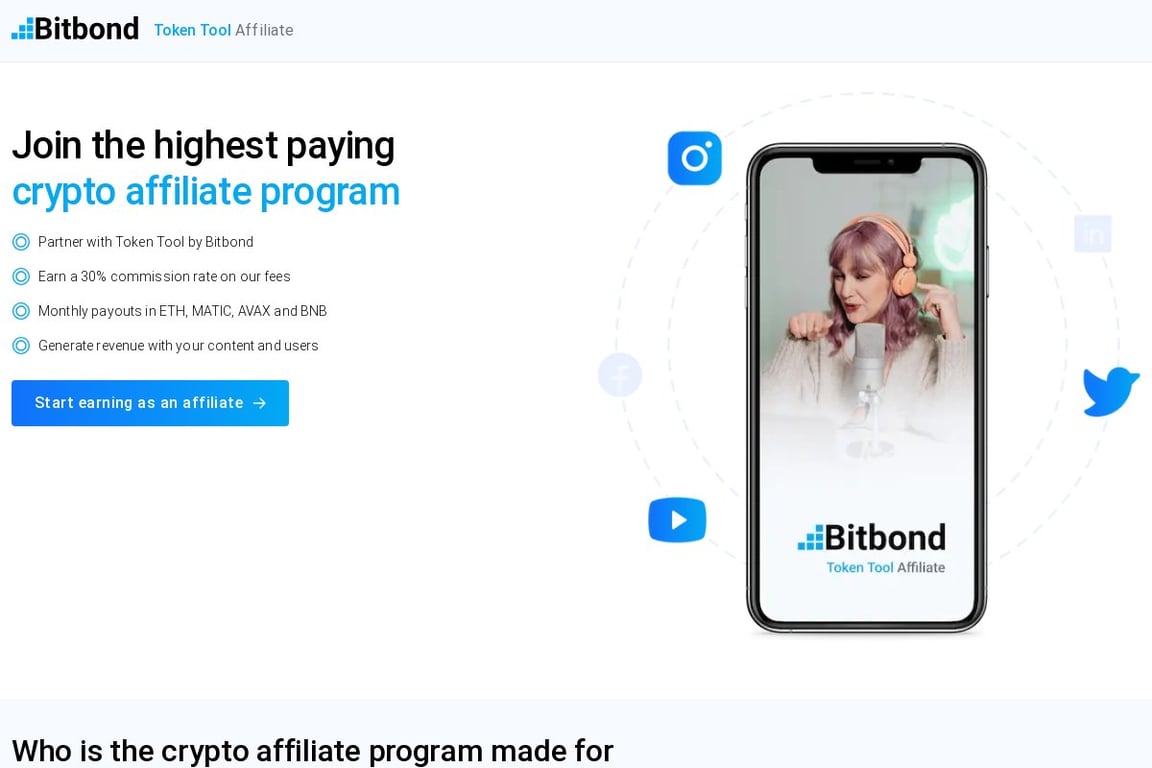 Bitbond affiliate program signup page