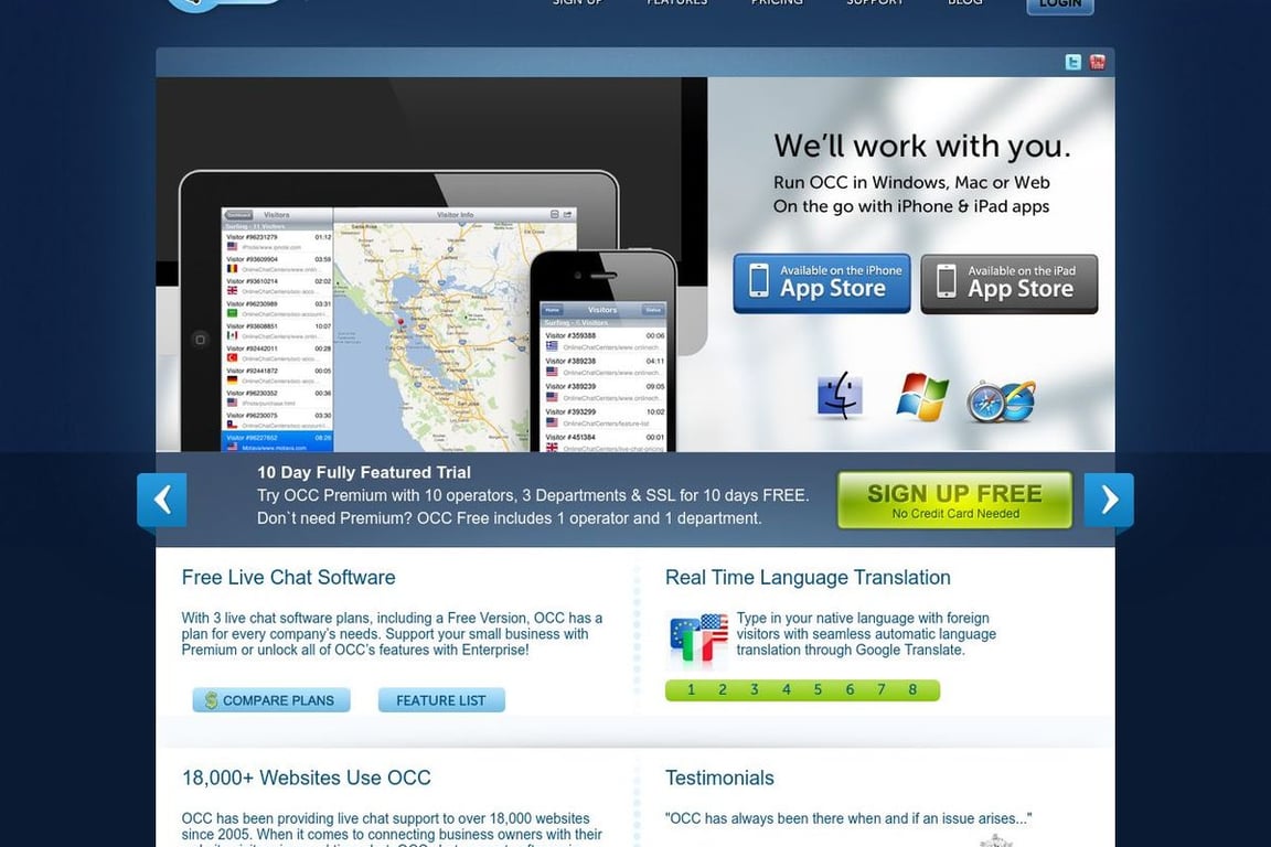 Online Chat Centers homepage
