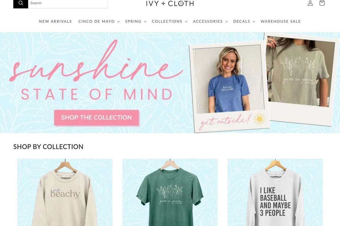 Ivy + Cloth homepage