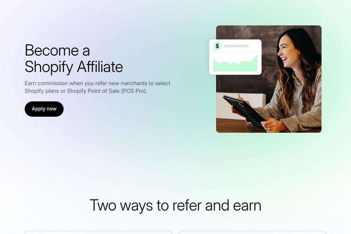 Shopify affiliate program signup page