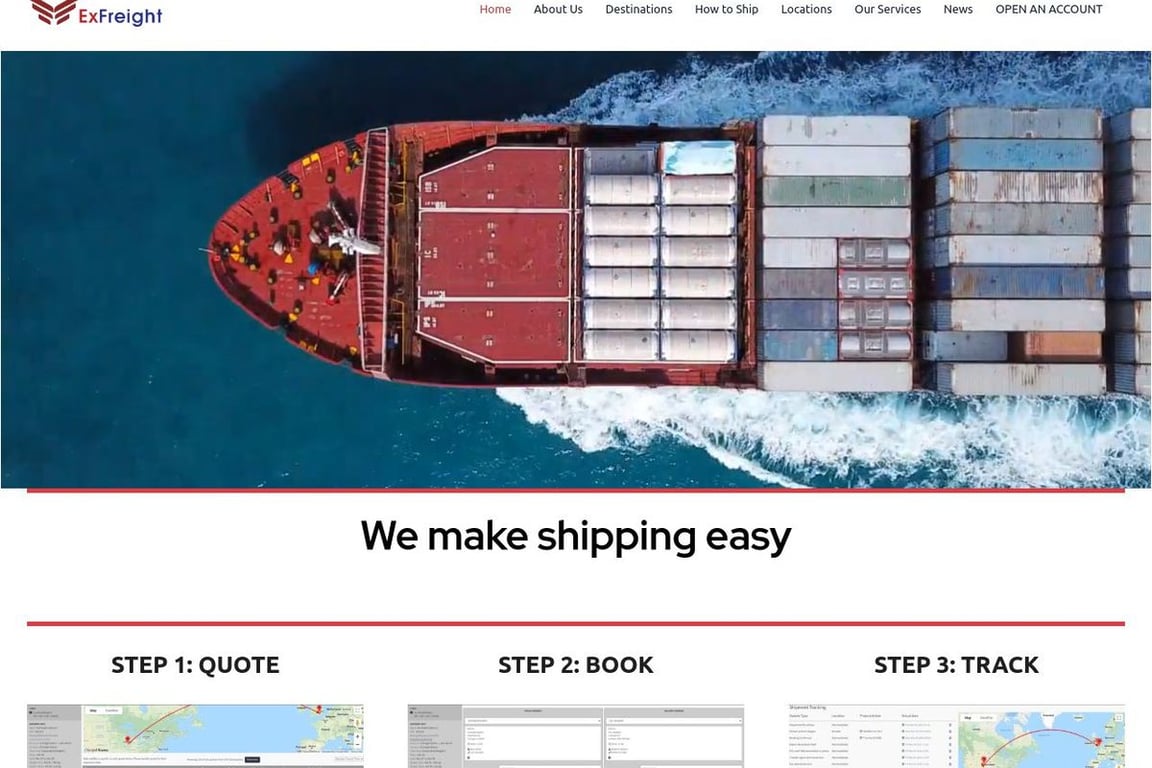 ExFreight homepage