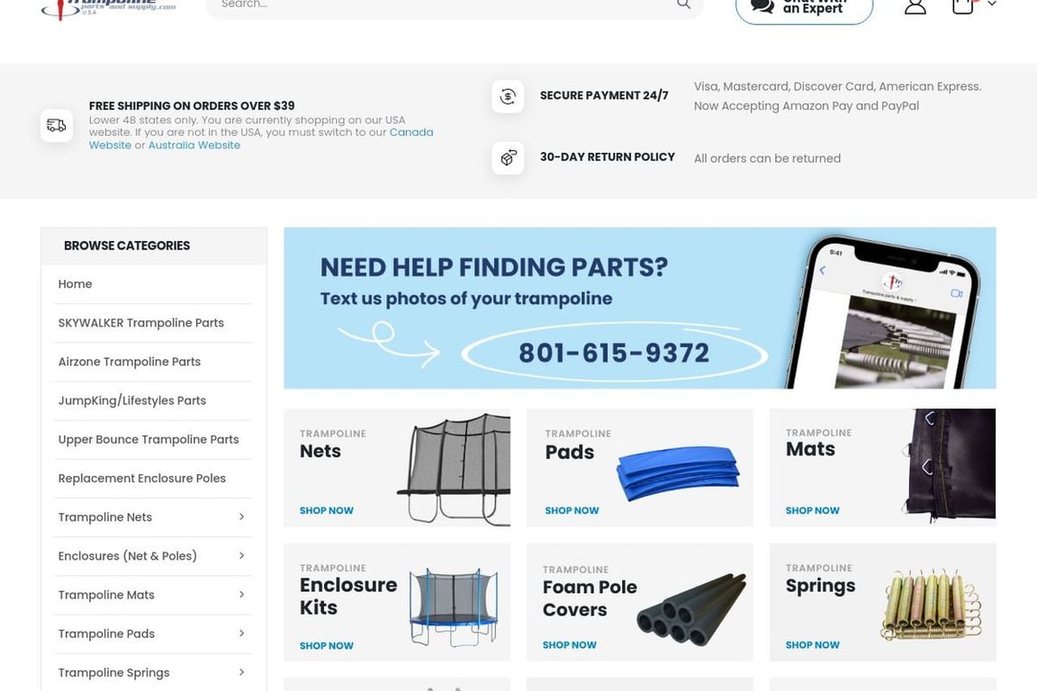 Trampoline Parts And Supply homepage