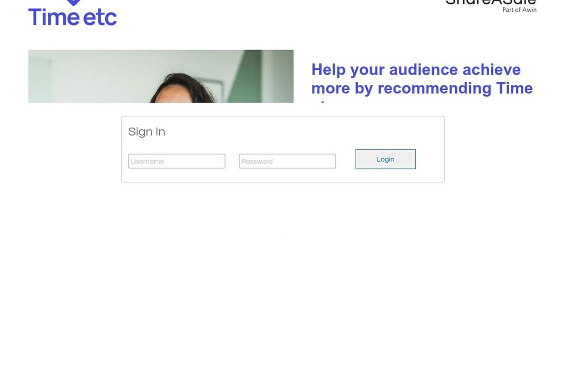 Time etc Limited affiliate program signup page