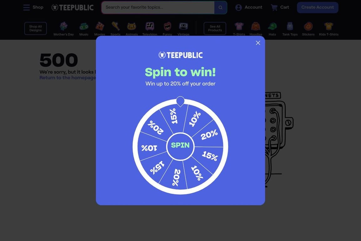 Teepublic affiliate program signup page