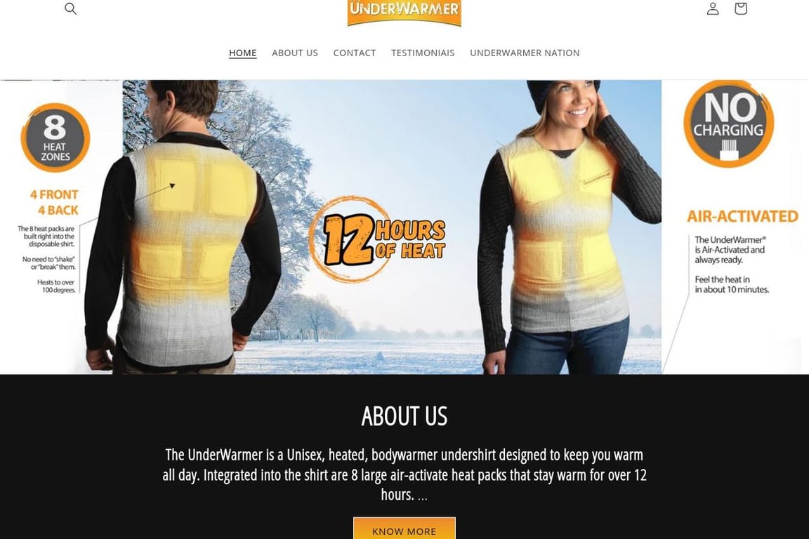 UnderWarmer homepage