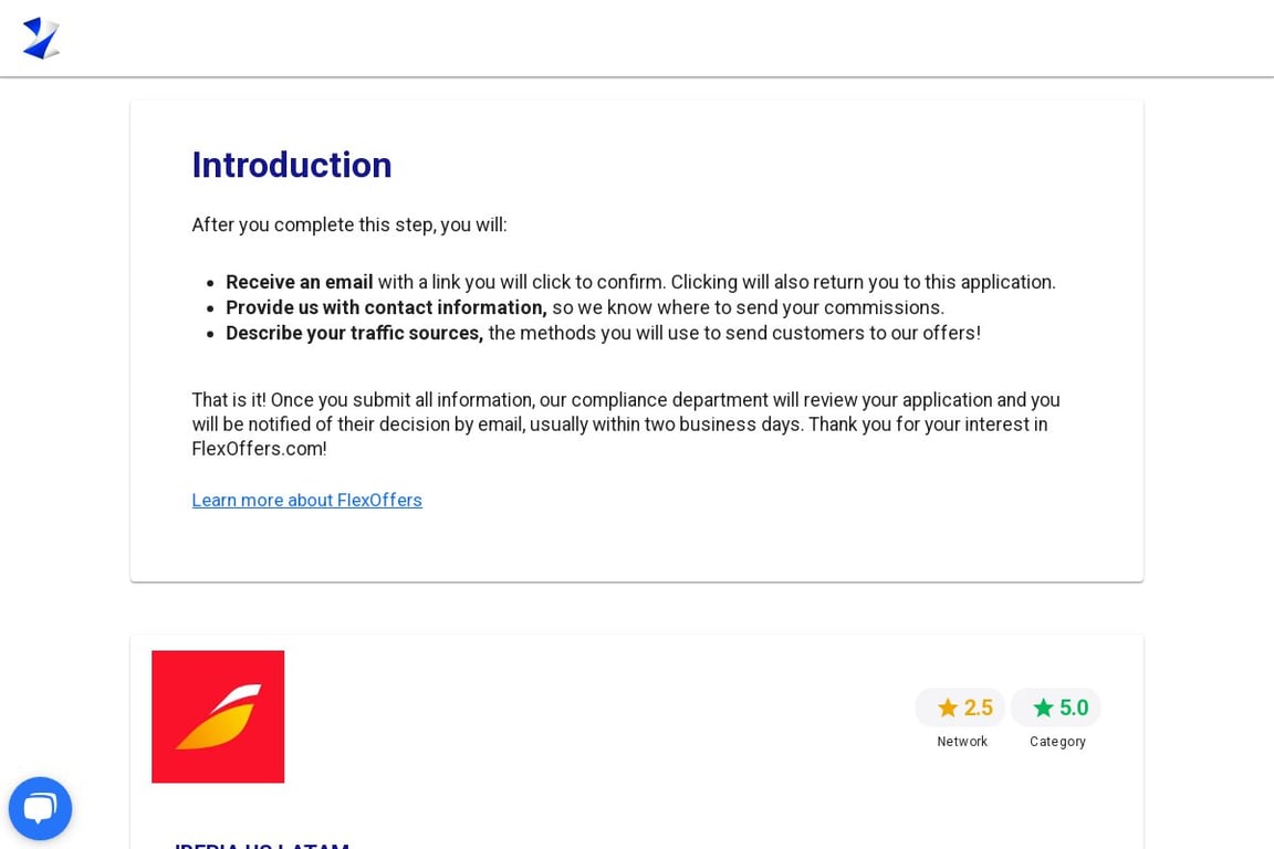 IBERIA US LATAM affiliate program signup page