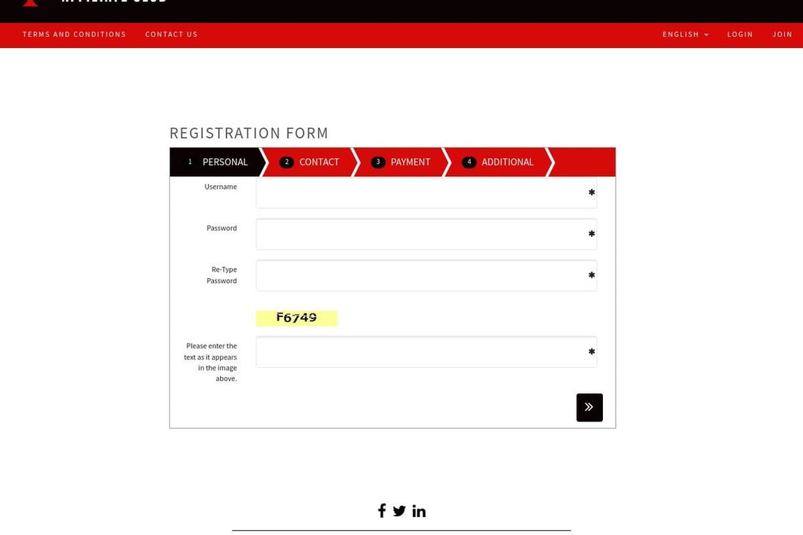 Stars Affiliate Club affiliate program signup page