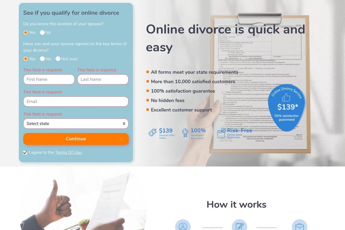 Divorce Forms Filler homepage
