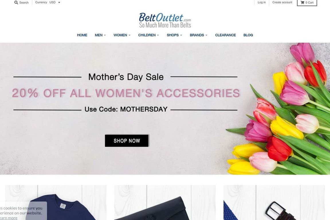 BeltOutlet.Com homepage