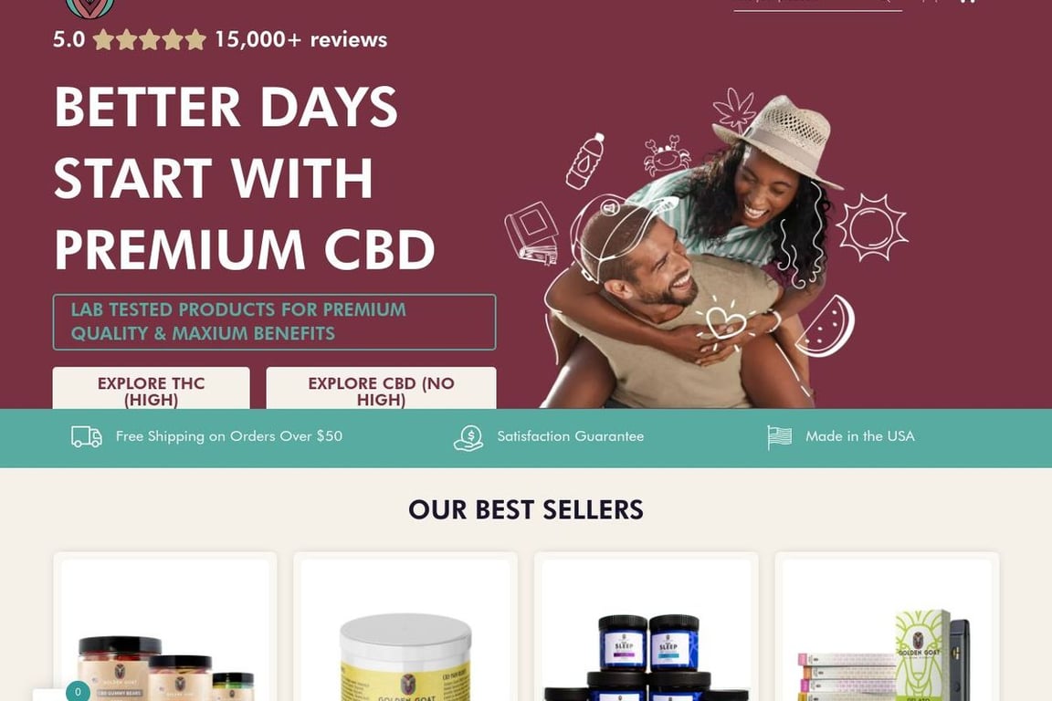 Golden Goat CBD homepage