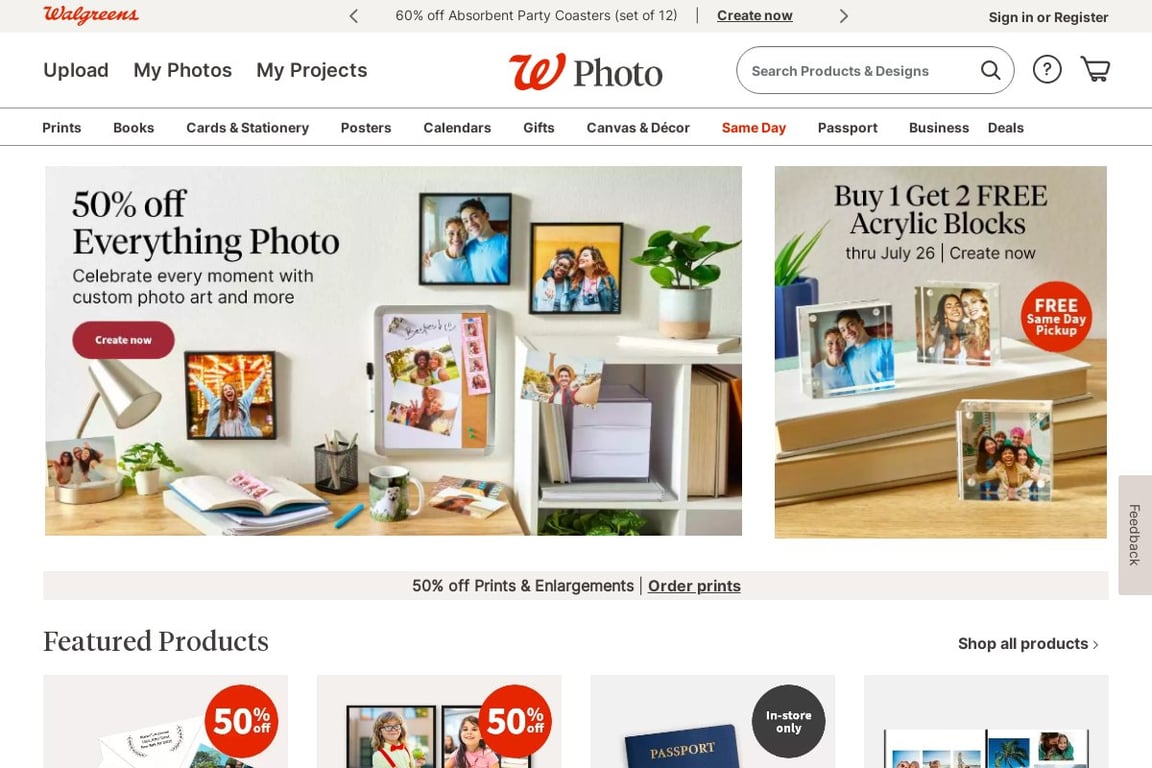 Walgreens Photo Preferred homepage