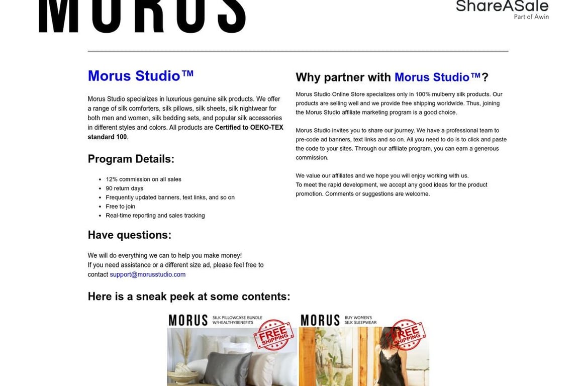 Morus affiliate program signup page