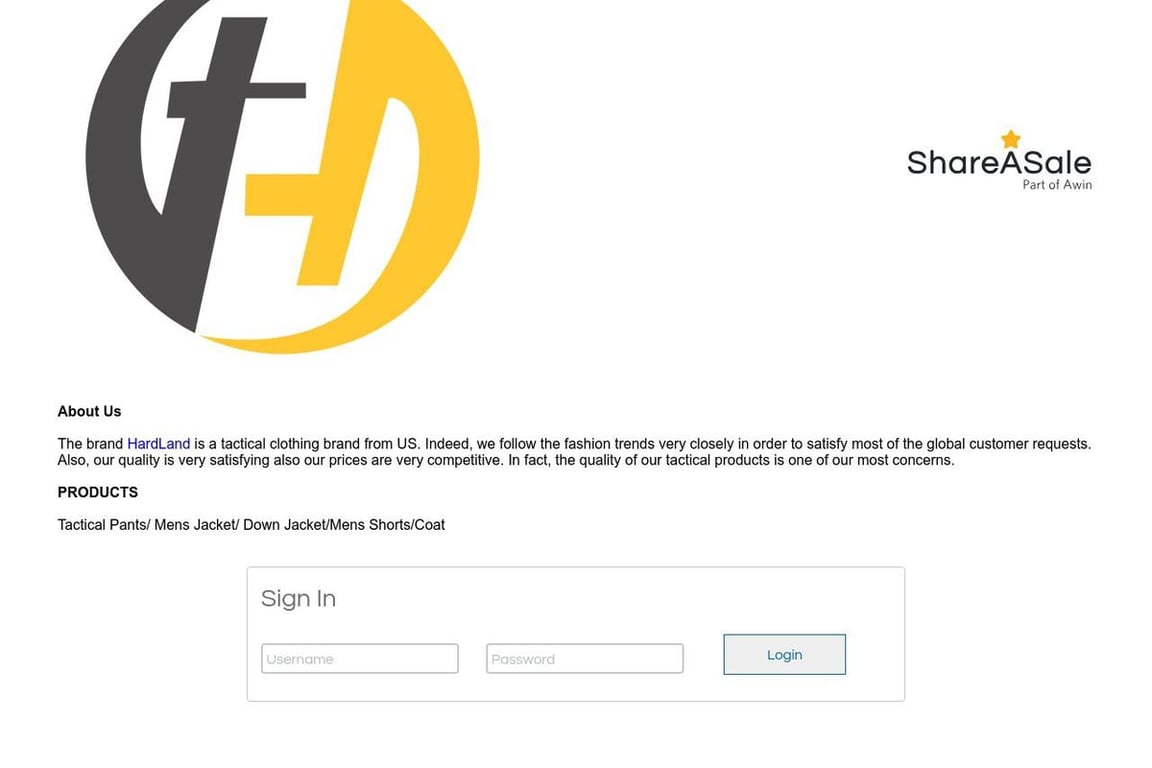 Hard Land affiliate program signup page