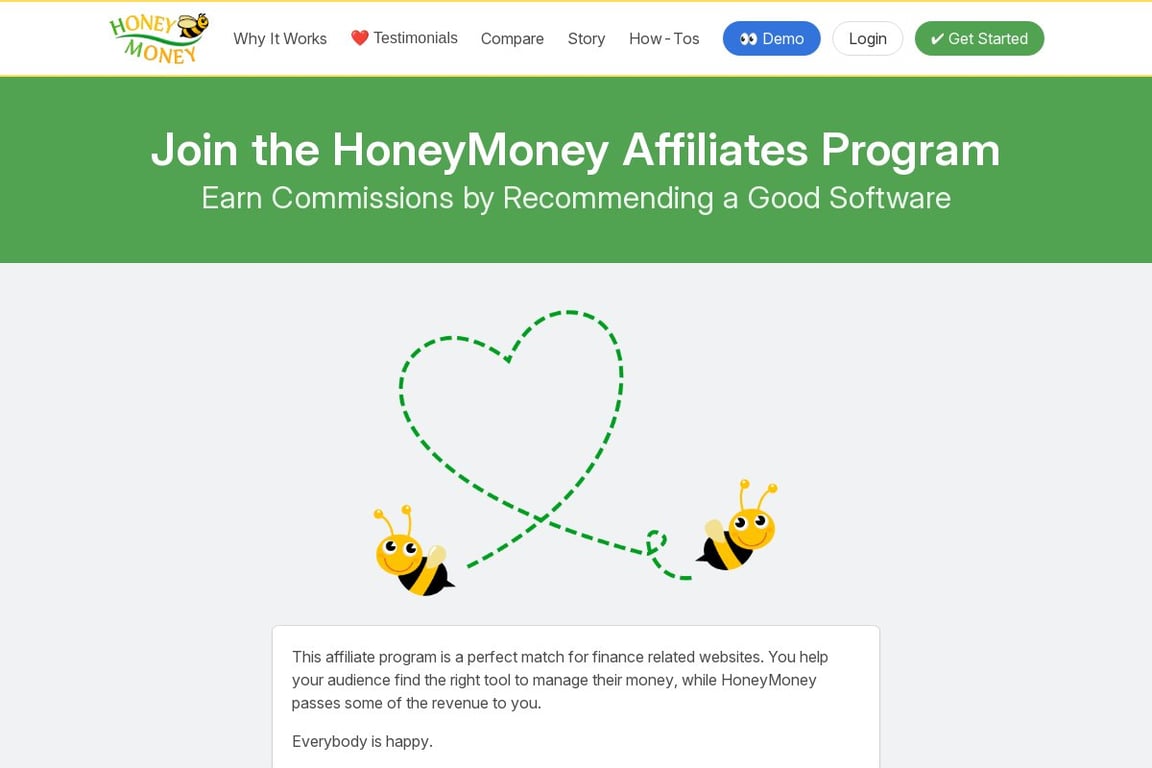 HoneyMoney affiliate program signup page