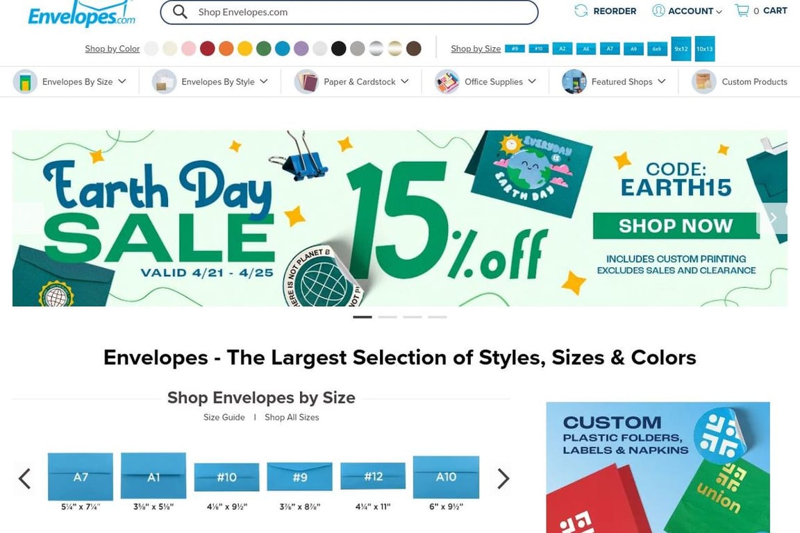 Envelopes.com homepage