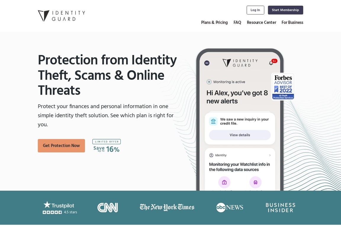 Identity Guard homepage