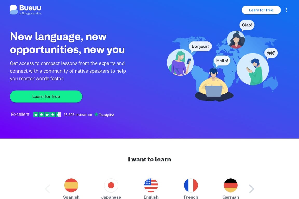 Busuu homepage