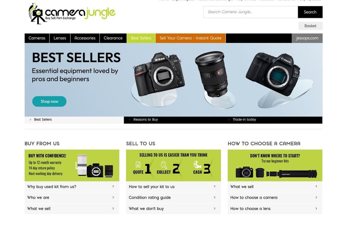 Camera Jungle homepage