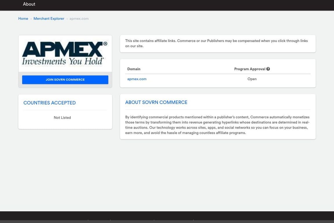 APMEX affiliate program signup page