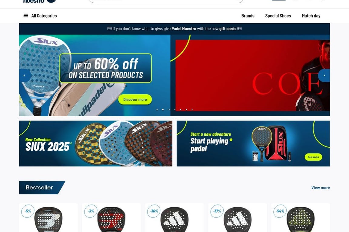 Padel Nuestro UK homepage
