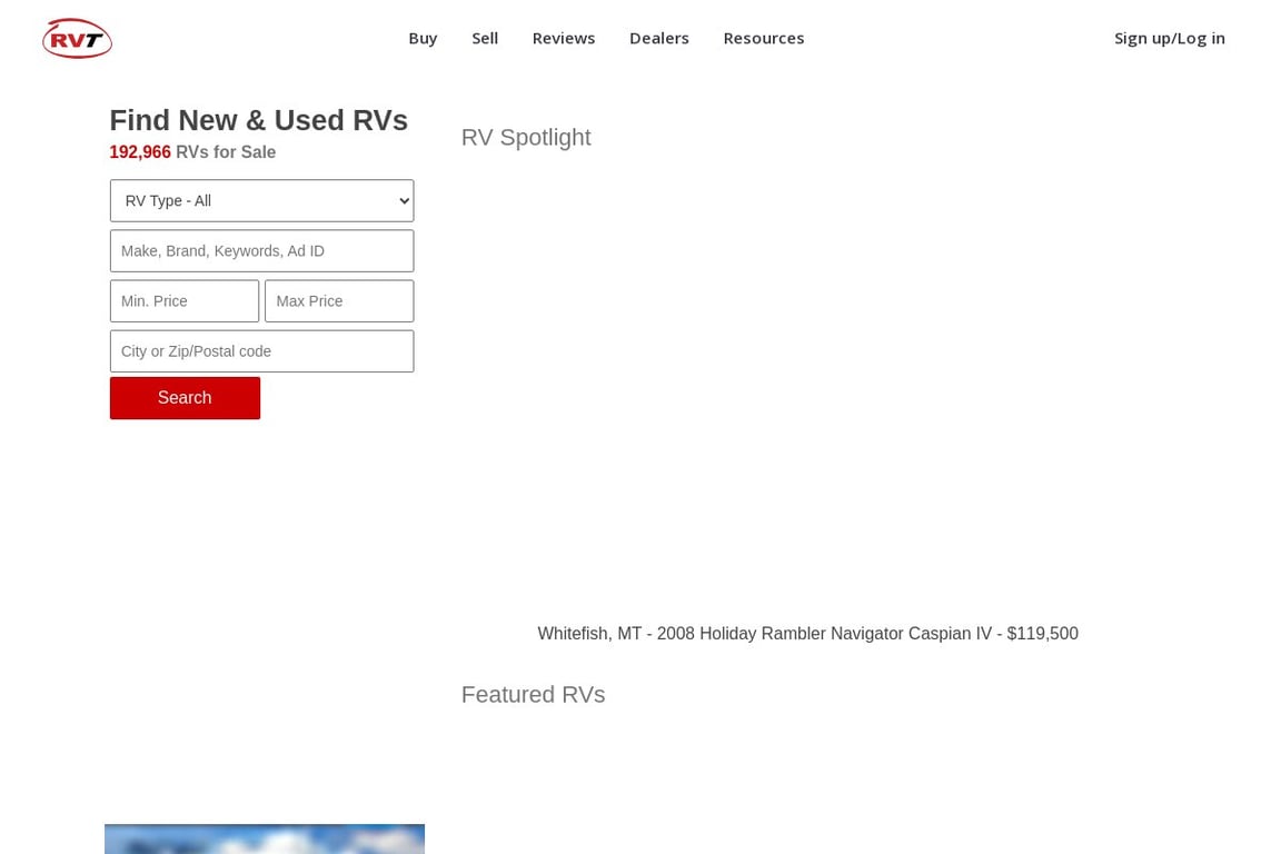 RVT.com homepage