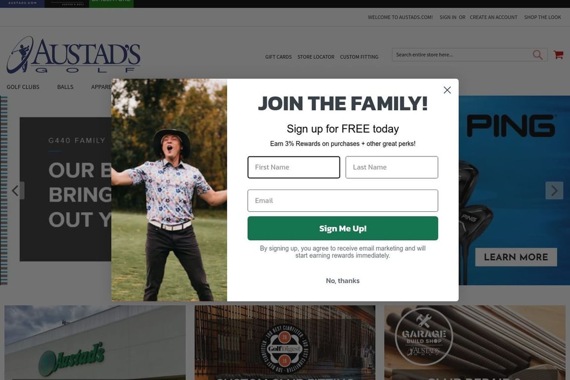 Austad’s Golf homepage