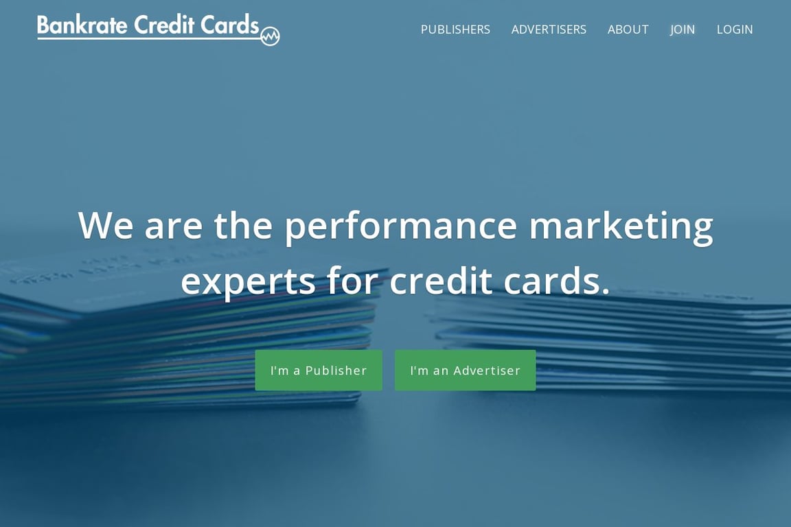 Bankrate Credit Cards affiliate program signup page