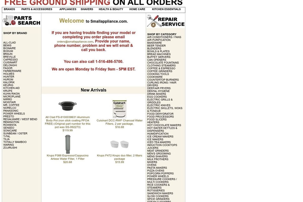SmallAppliance.com homepage