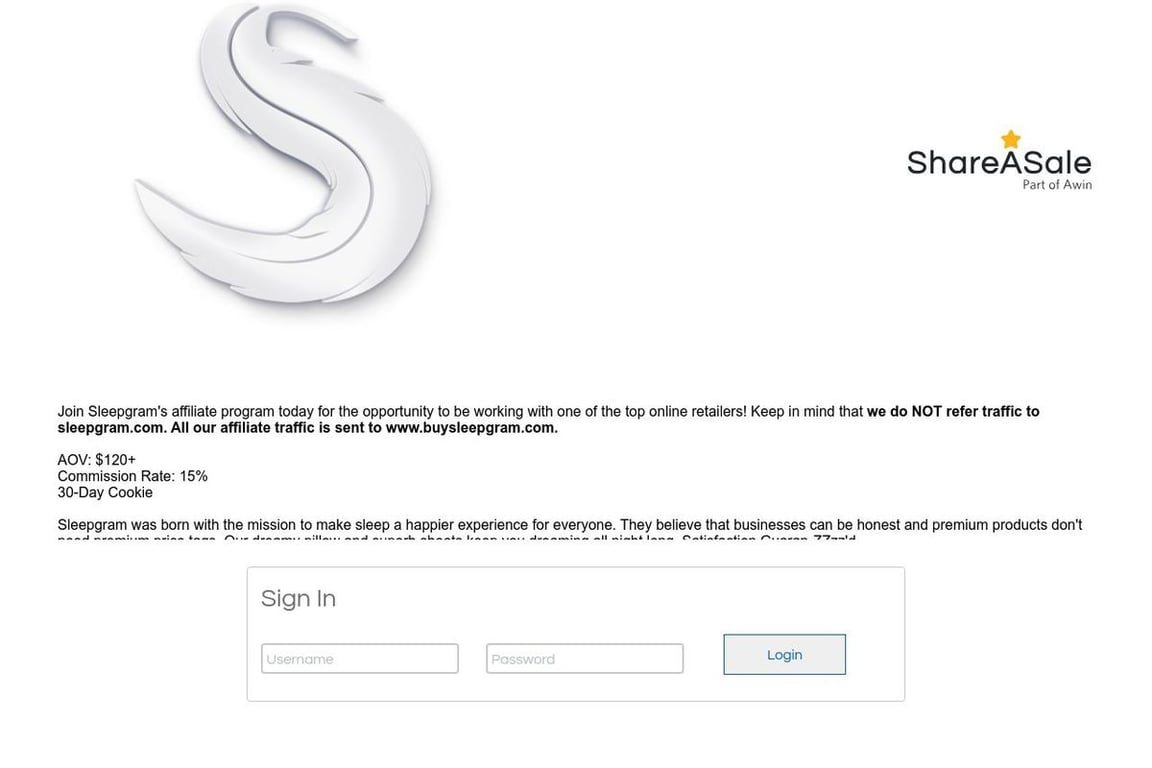 Sleepgram affiliate program signup page