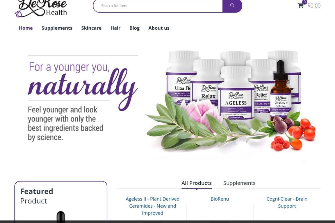 DeRose Health homepage