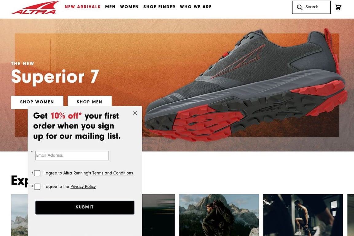 Altra Running homepage
