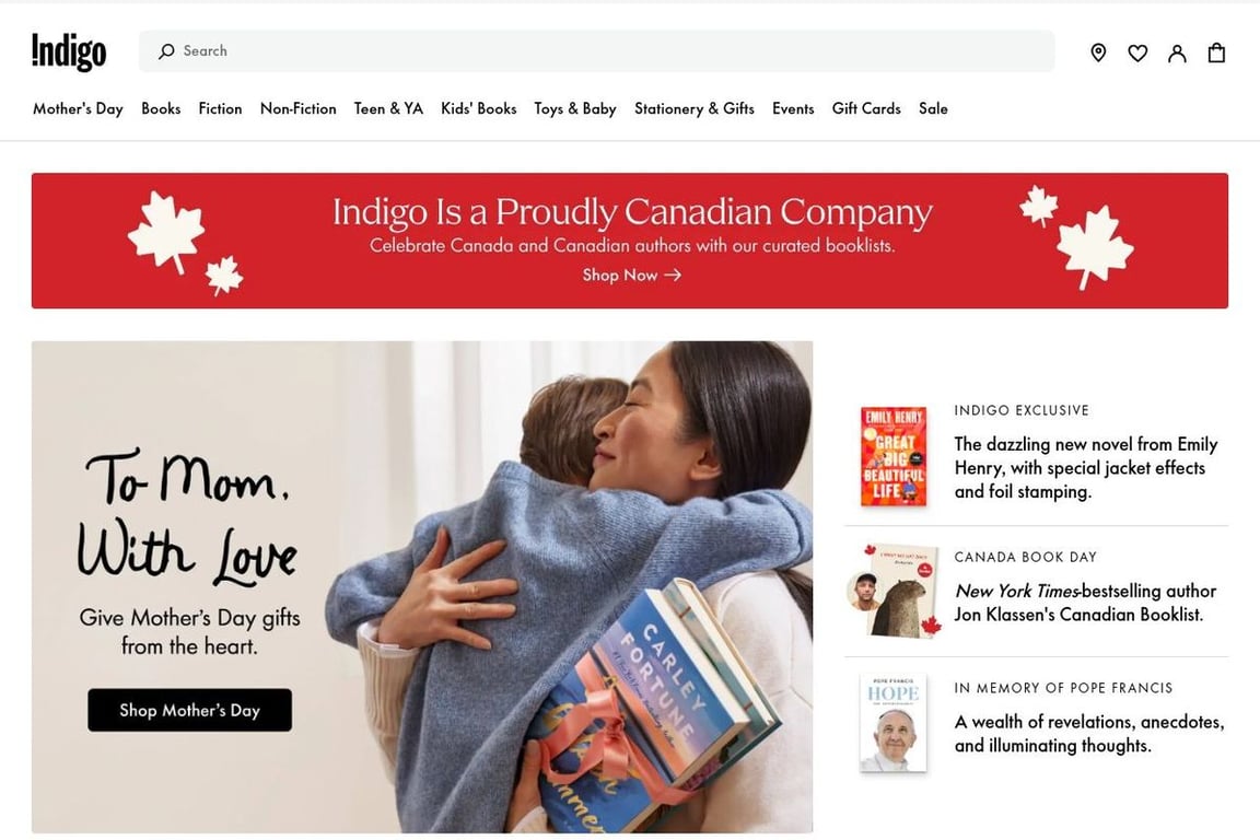 Indigo homepage