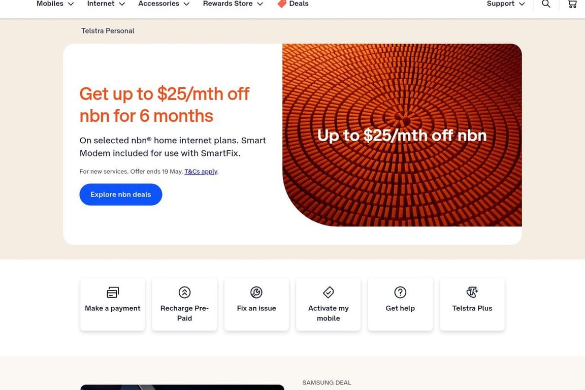 Telstra homepage
